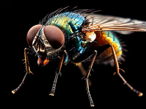 Mouche à viande aux reflets métalliques